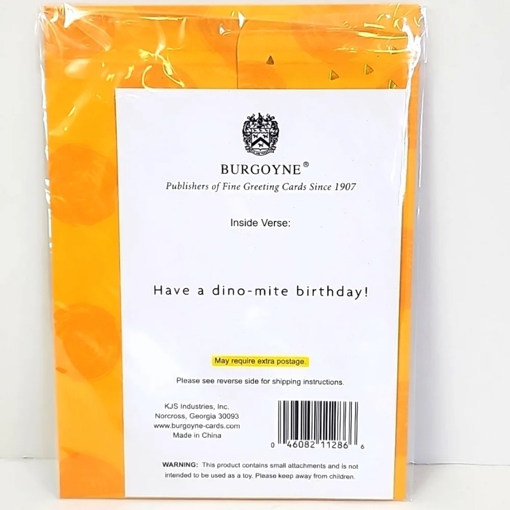 Dinosaur Birthday Card + Set of 5x (five) Hair Clips Burgoyne KJS Industries